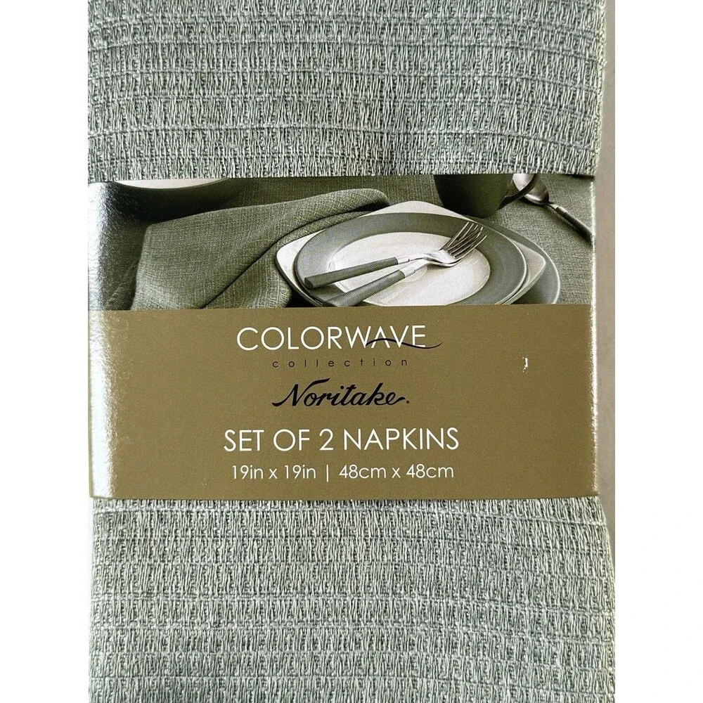 Noritake Colorwave Fabric Napkins Green 19x19 Inch Set of 4 Machine Wash